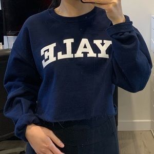 YALE cropped sweatshirt/ Crewneck blue navy (M)